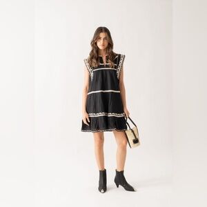 Zara Black and Cream Mini Dress